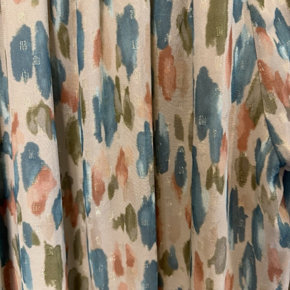 Ramy Brook Taryn Abstract Print Metallic Dot Blouse Size Medium - Picture 11 of 11